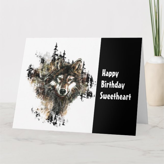 Birthday Sweetheart Wild Thing Wolf Humour Art Card (Front)