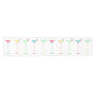 Birthday Table Runner, confetti coloured martini's Short Table Runner