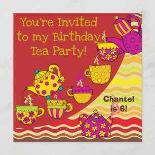 Birthday Tea Party Custom Birthday Invites