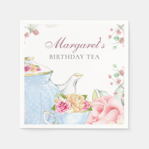 Birthday Tea Party Personalised Floral Napkin