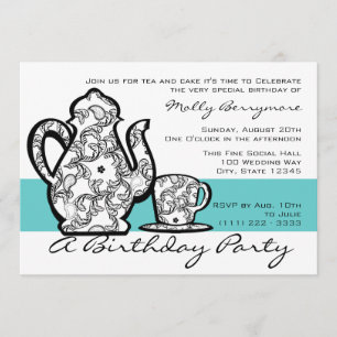 Birthday Tea with Changeable Colour Invitation