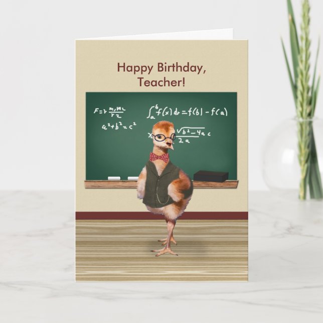 Birthday, Teacher, Baby Bird, Customisable Card (Front)