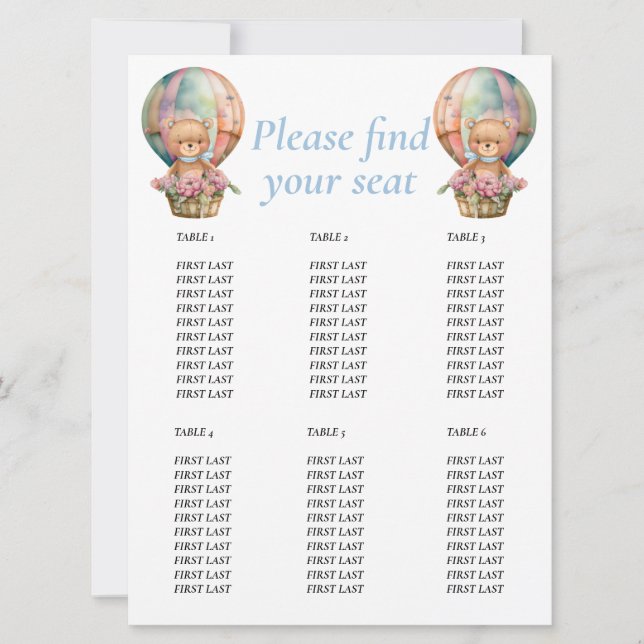 Birthday Teddy  Balloon  Invitation (Front)