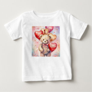 Birthday Teddy Bear add Name & Age Little Girl's Baby T-Shirt
