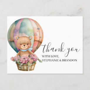 Birthday Teddy Bear  Balloon Thank You   Postcard