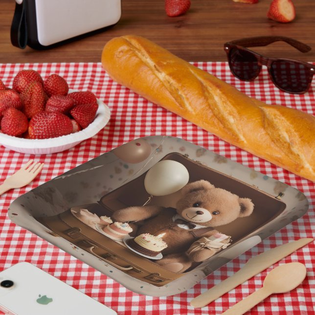 Birthday teddy bear paper plate (Picnic)