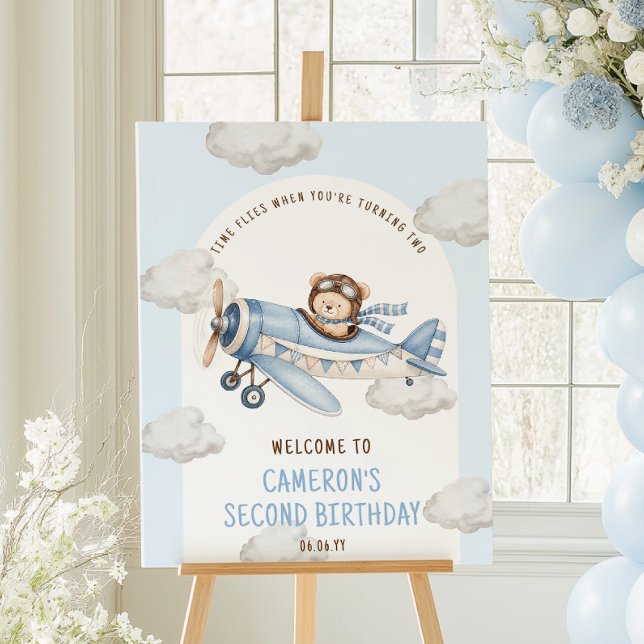 Birthday Teddy Bear Plane Welcome Sign (Creator Uploaded)
