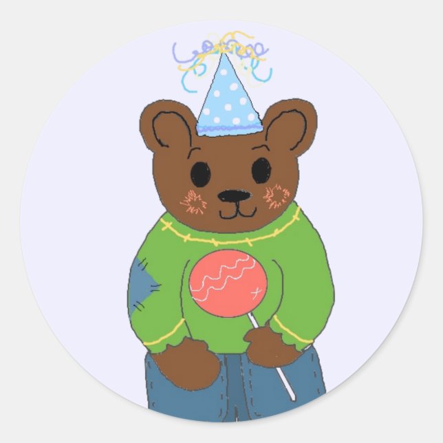 Birthday Teddybear Classic Round Sticker (Front)