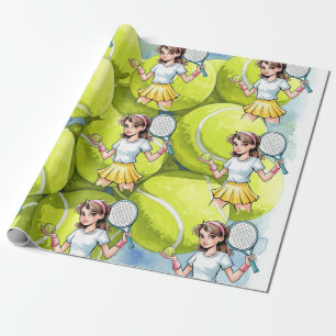 Birthday Tennis Ace Girl Celebration Wrapping Paper