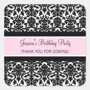 Birthday Thank You Custom Name Favour Tags Pink