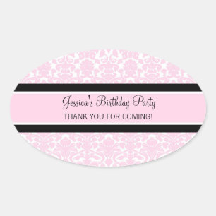 Birthday Thank You Custom Name Favour Tags Pink