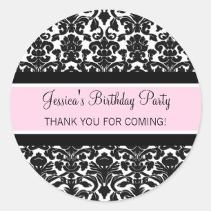 Birthday Thank You Custom Name Favour Tags Pink
