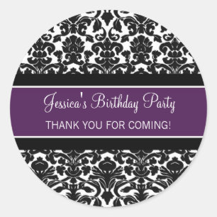 Birthday Thank You Custom Name Favour Tags Plum
