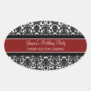 Birthday Thank You Custom Name Favour Tags Red