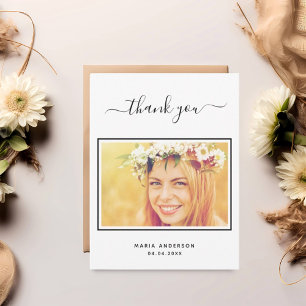 Birthday thank you custom photo black white summer postcard