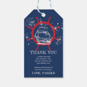 Birthday Thank you Nautical Blue Gift Tags