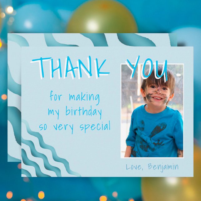 Birthday Thank you Photo card for Boys Waves (Creator Uploaded)