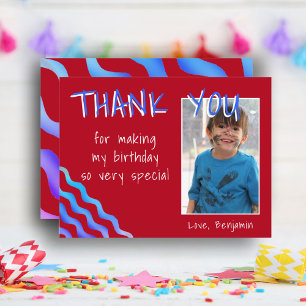 Birthday Thank you Photo card for Boys Waves