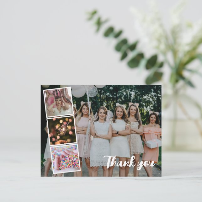 Birthday Thank You Photo Collage bridal shower Postcard (Standing Front)