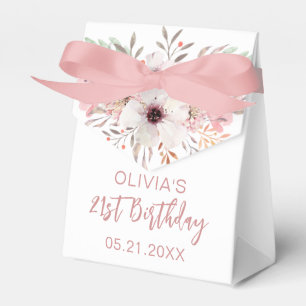 Birthday Thank You Pink Floral White Favour Boxes