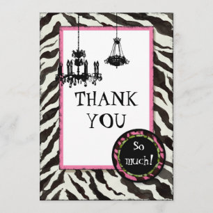 Birthday Thank You, Zebra, Leopard 'n Chandelier You Card