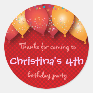 Birthday Theme: Balloons Classic Round Sticker