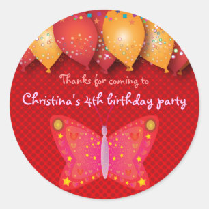 Birthday Theme: Butterfly Classic Round Sticker