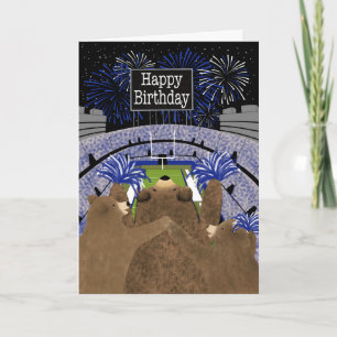 Birthday Three Bears Cheering at Football Stadium Card