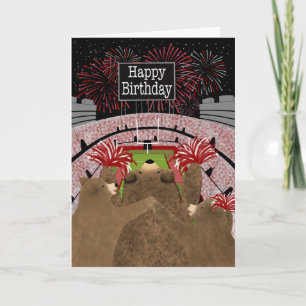 Birthday Three Bears Cheering Red Card