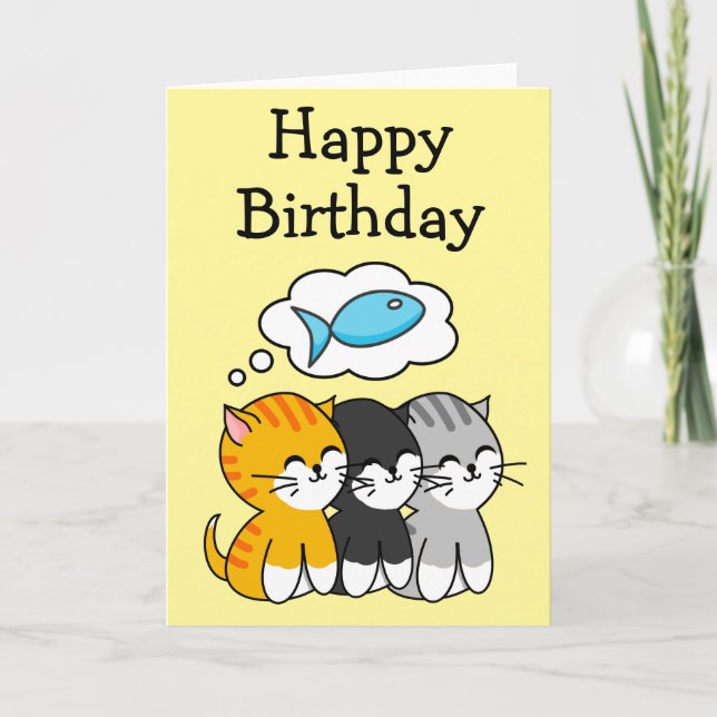 Birthday Three Kitten Card (Front)