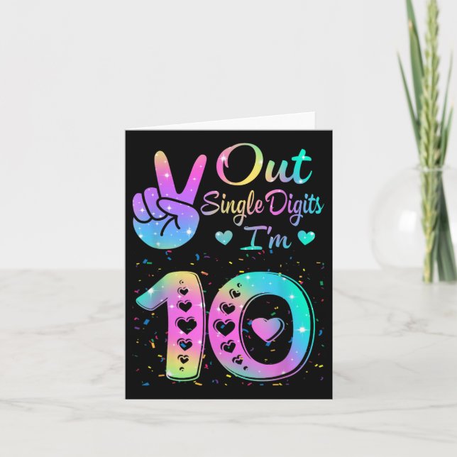 Birthday Tie Dye Single Digits Im 10th Digits Girl Card (Front)