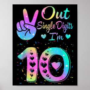 Birthday Tie Dye Single Digits Im 10th Digits Girl Poster