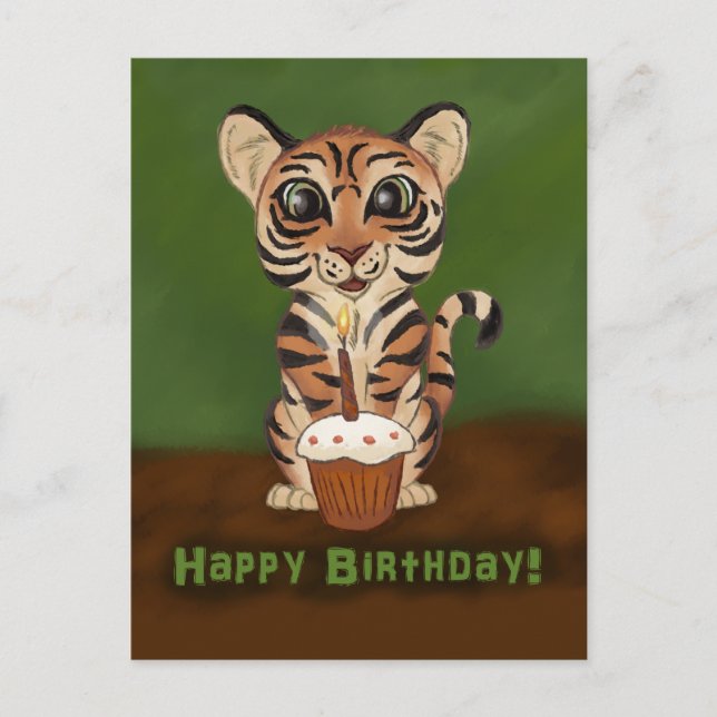 Birthday Tiger Postcard (Front)