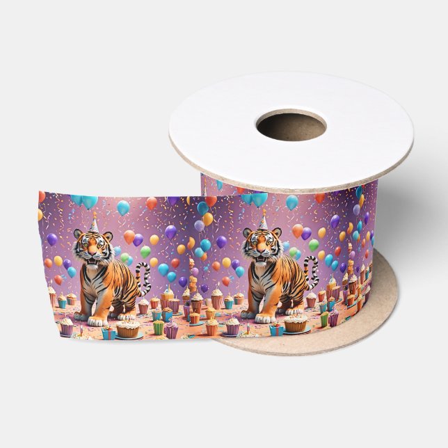 Birthday Tiger Satin Ribbon (Spool)