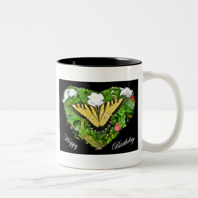 Birthday Tiger Swallowtail Butterfly Items Two-Tone Coffee Mug (Right)