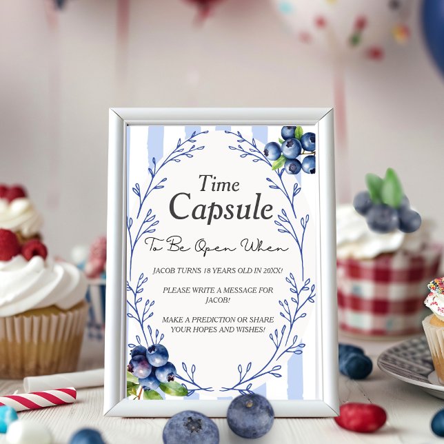 Birthday Time Capsule BLUEBERRY Sign Invitation (Birthday Time Capsule BLUEBERRY Sign )