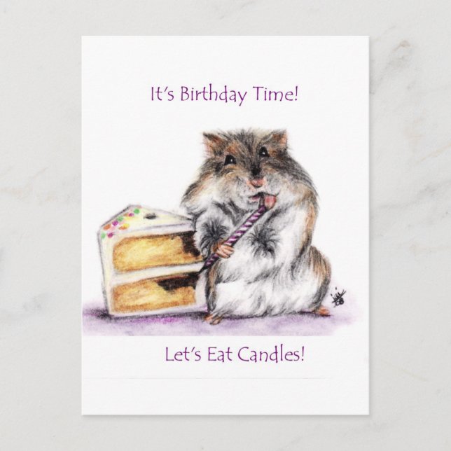 Birthday Time (Hamster) Postcards (Front)
