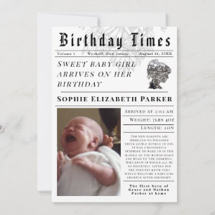 Birthday Times Newborn Birth Announcement