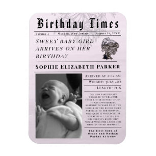 Birthday Times Newborn Birth Magnet