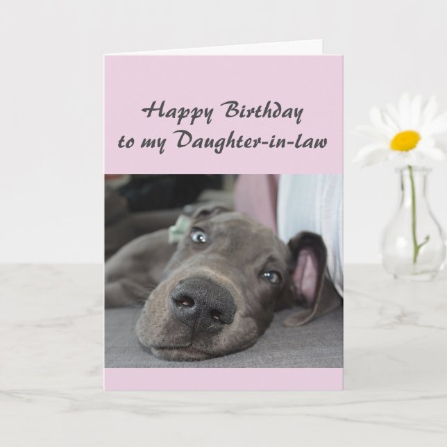 Birthday to my Daughter-in-law Fun Dog Relax Humou Card (Small Plant)