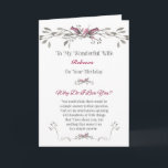 Birthday to Wife Personalise with Name Card<br><div class="desc">Simple, romantic "Why Do I Love You" Birthday card for wife with pink and grey watercolor flowers and vines. Verse on the front reads, Why Do I Love You? You would think there would be a simple answer to that question. And yet my mind starts spinning with hundreds of little...</div>