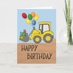 Birthday Tractor with Bucket Full of Gifts Card