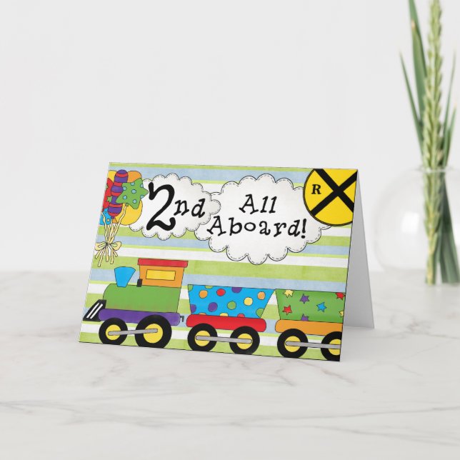 Birthday Train 2nd Birthday Party Invites (Front)