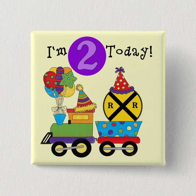 Birthday Train 2nd Birthday T-shirts and Gifts 15 Cm Square Badge (Front)