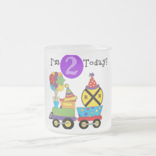 Birthday Train 2nd Birthday T-shirts and Gifts Frosted Glass Coffee Mug