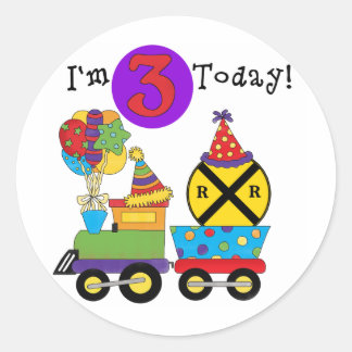 Birthday Train 3rd Birthday Tshirts and Gifts Classic Round Sticker