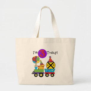 Birthday Train 3rd Birthday Tshirts and Gifts Large Tote Bag