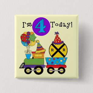 Birthday Train 4th Birthday Tshirts and Gifts 15 Cm Square Badge