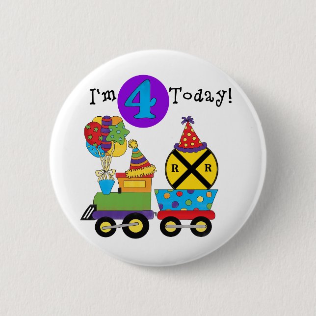 Birthday Train 4th Birthday Tshirts and Gifts 6 Cm Round Badge (Front)