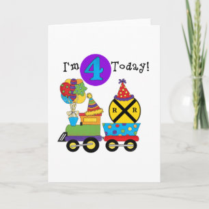 Birthday Train 4th Birthday Tshirts and Gifts Card
